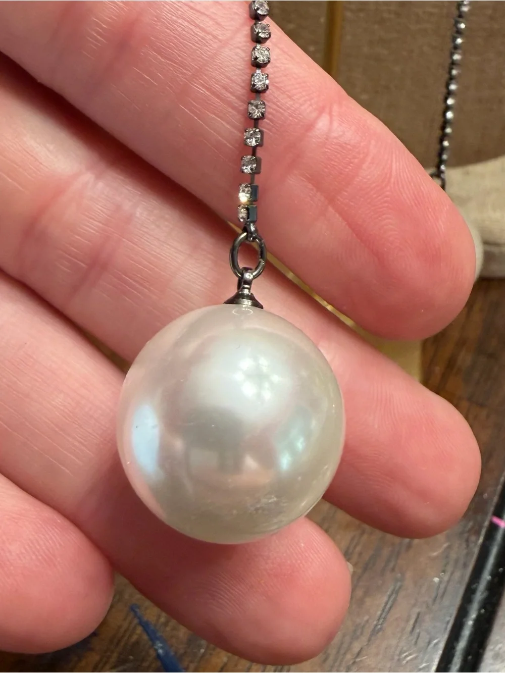 Park Lane Silver-Chain White Pearl Drop Earrings - Polar Collection